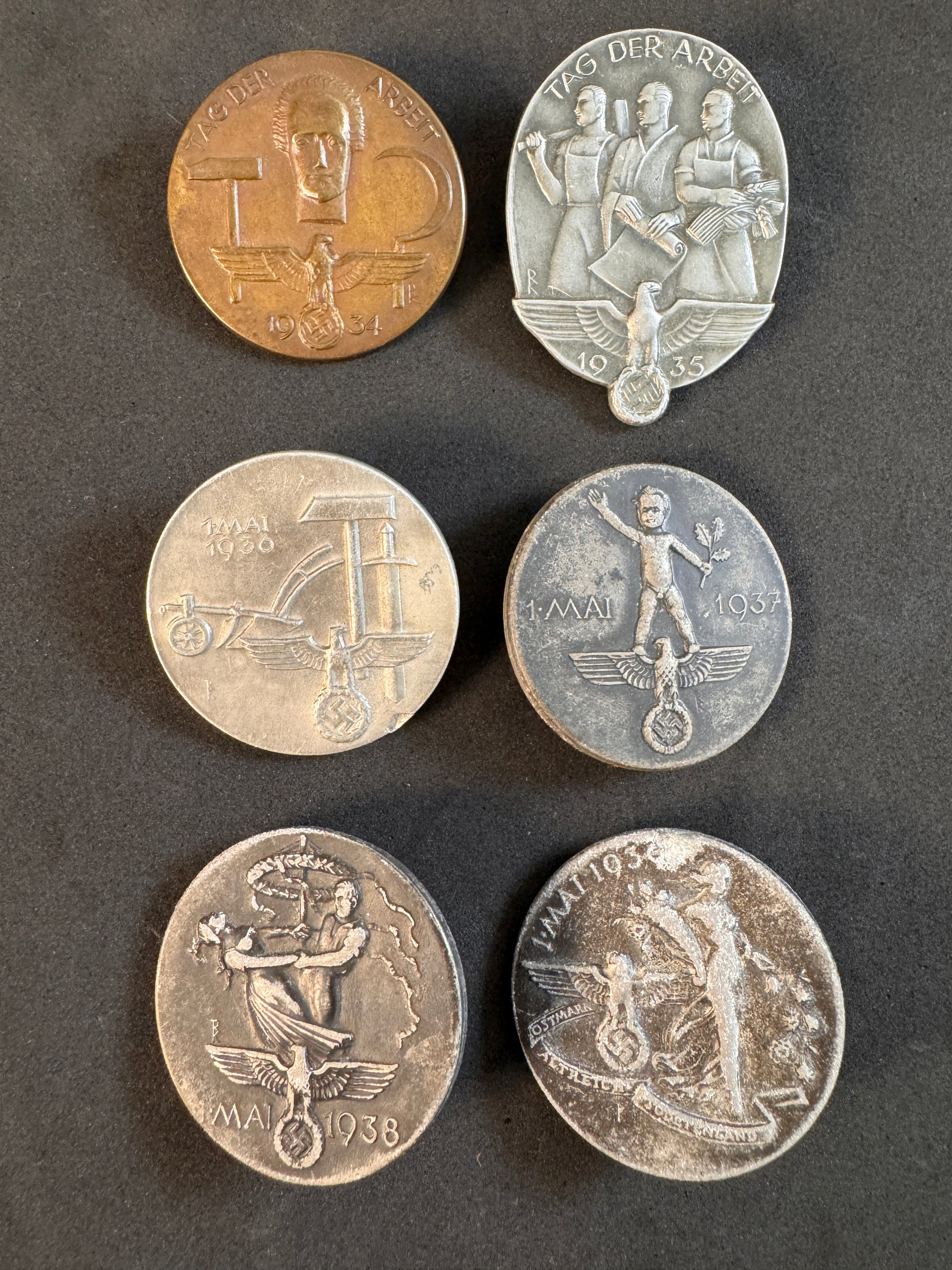 Photo 2 of Third Reich German May Day Event Tinnie Badges - 1934-1939 - collectible militaria item