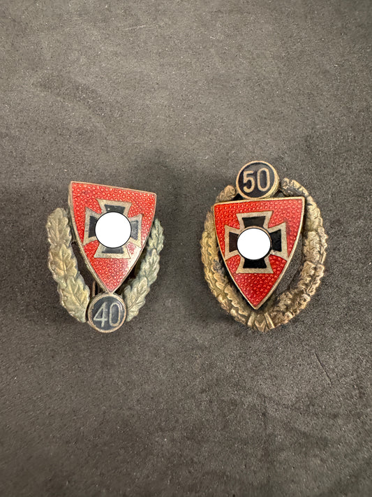 Image of Third Reich NS-RKB Long Service Enamel Badges - 40, 50 Years
