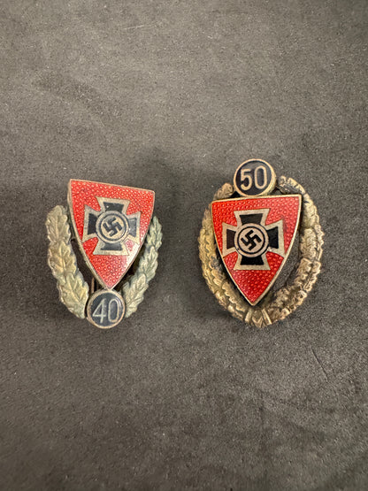Image of product: third reich ns rkb long service enamel badges 40 50 years