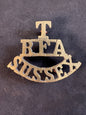 Image of WW1 British Army T RFA SUSSEX Shoulder Title Badge