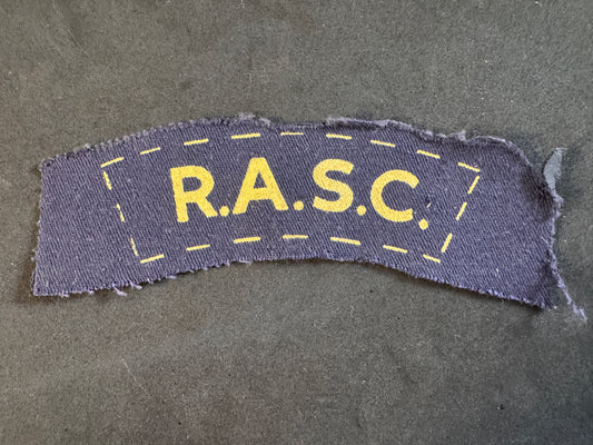 Image of WW2 British Royal Army Service Corps Printed Shoulder Title (RASC)