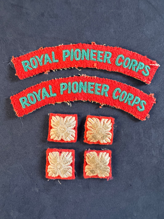 Image of British Army Royal Pioneer Corps Officer's Insignia Badges