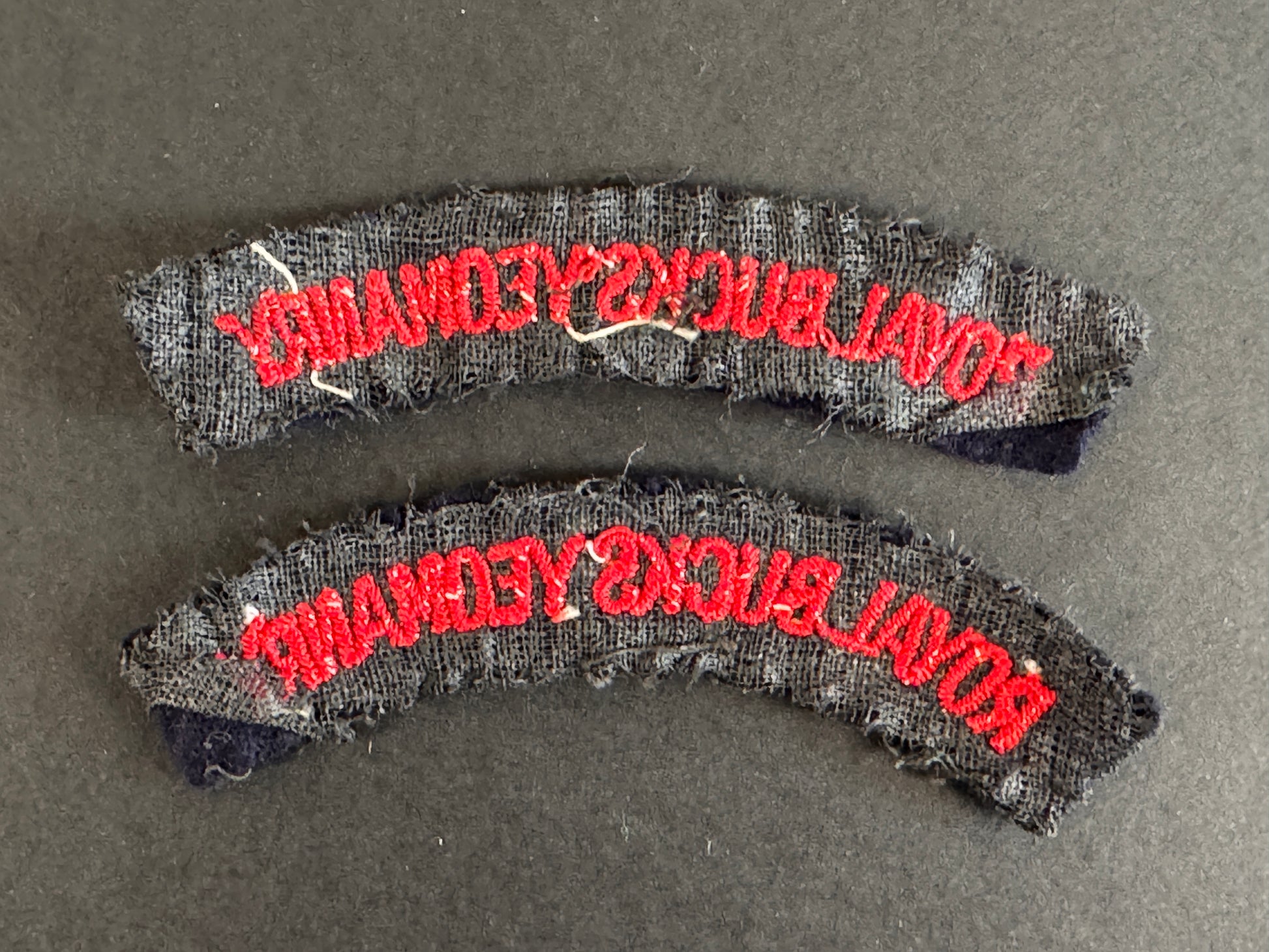 Image of product: ww2 british army royal bucks yeomanry regiment cloth shoulder titles pair