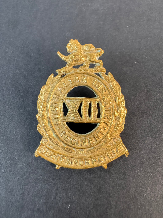 Image of WW1 12th Australian Infantry (Launceston) Regiment Cap Badge