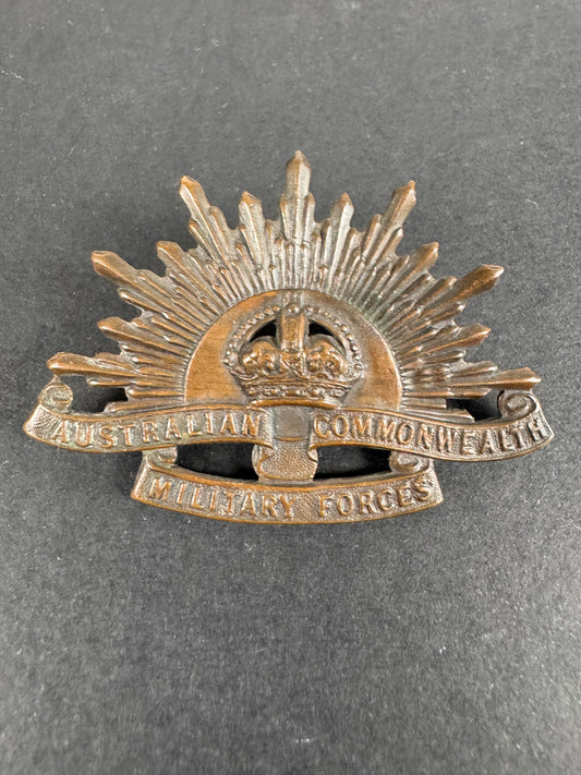 Image of WW1 Australian Commonwealth Military Forces Cap Badge STOKES