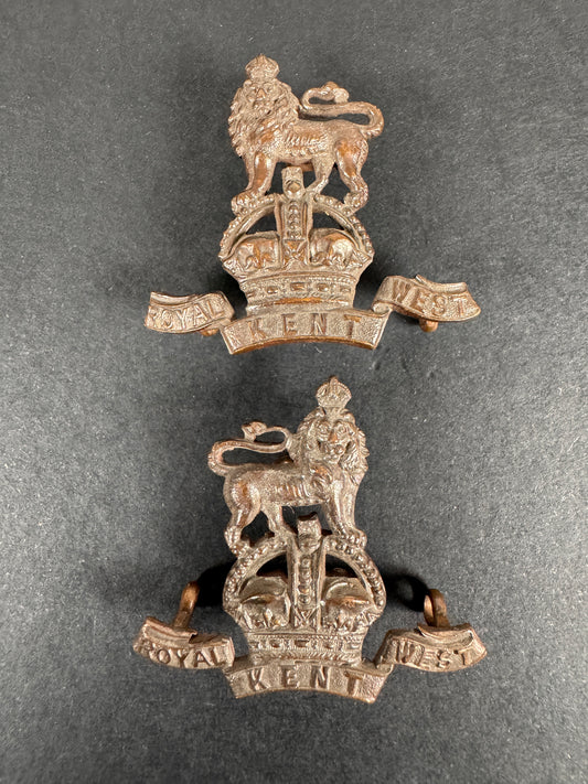 Image of WW1 British Army Royal West Kent Regiment Officer's Collar Badges J&Co.