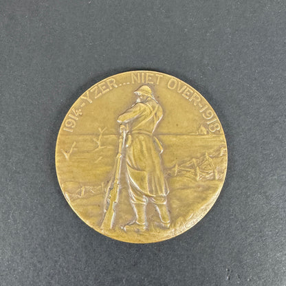 WW1 Belgian Army Battle of Yser Flanders Fire Card Medal Plaque "Niet Over"