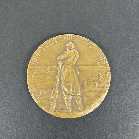 WW1 Belgian Army Battle of Yser Flanders Fire Card Medal Plaque "Niet Over"