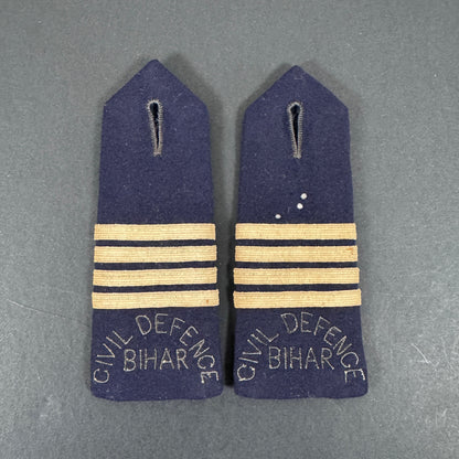 Indo Pakistan War Bihar Civil Defence Officer's Shoulder Straps Epaulettes