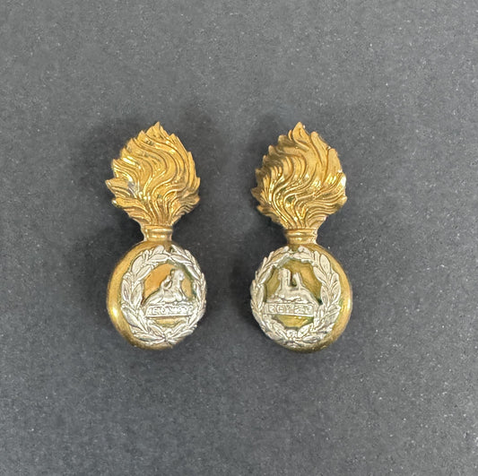 WW2 British Army Lancashire Fusiliers Officer Uniform Collar Badges