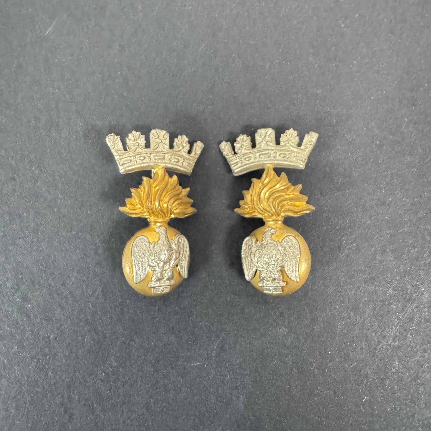 WW2 British Army Royal Irish Fusiliers Collar Badges (Pair)