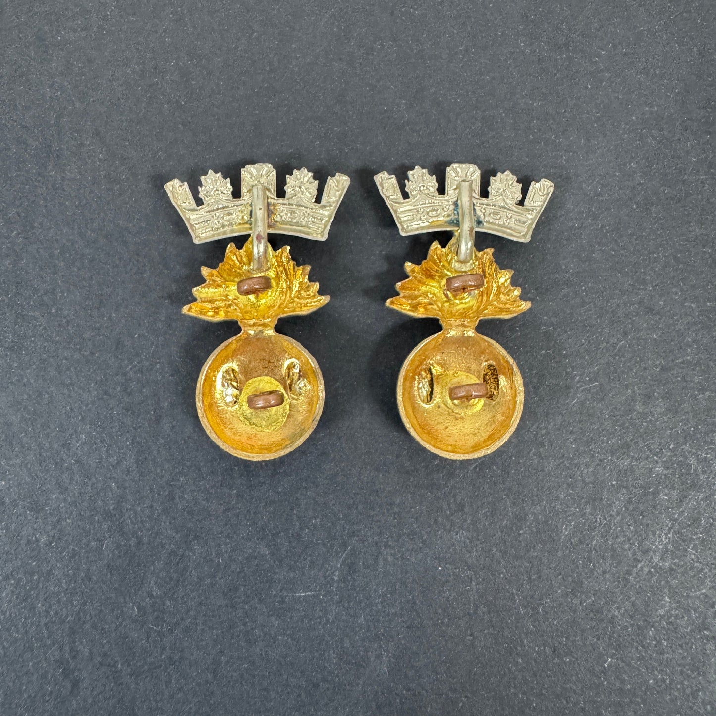 WW2 British Army Royal Irish Fusiliers Collar Badges (Pair)