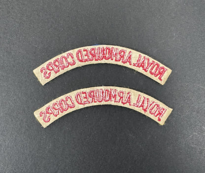 British Army Royal Armoured Corps Shoulder Title Badges (Pair)