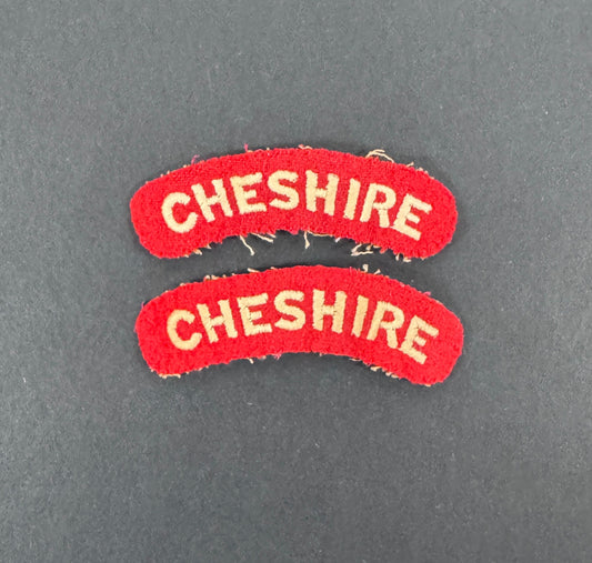 British Army Cheshire Regiment Cloth Shoulder Titles (Pair)