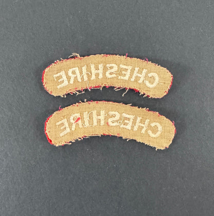 British Army Cheshire Regiment Cloth Shoulder Titles (Pair)