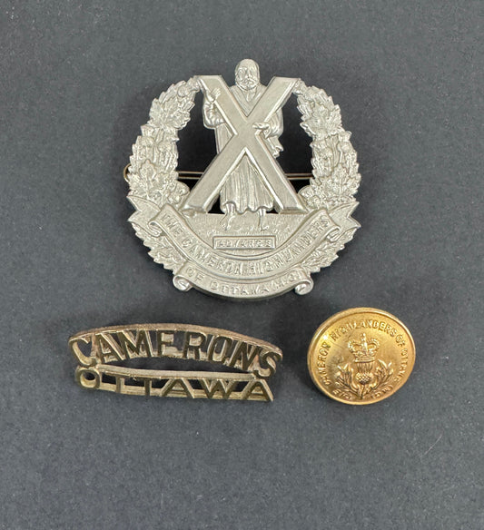 WW2 Canadian Army Cameron Highlanders of Ottawa (MG) Cap Badge