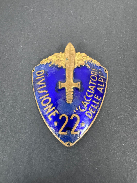 Italian Divisione 22 "Cacciatori Delle Alpi" Officer's Arm Shield Badge