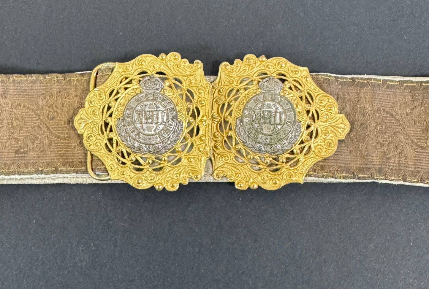 Edwardian British Army Queen Mary's Own 18th Hussars ‘Nurses’ Gilt Belt Buckle