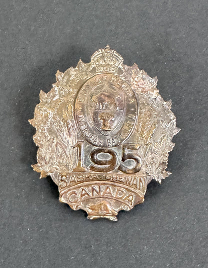WW1 Canadian CEF 195th Infantry Battalion City of Regina Cap Badge