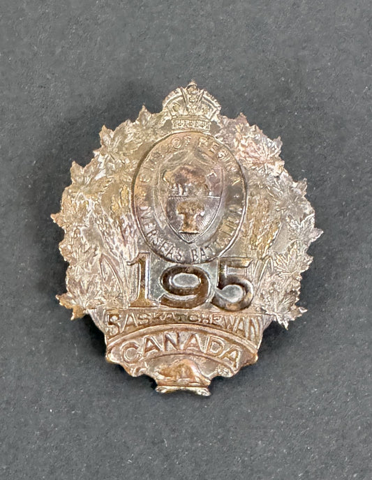 WW1 Canadian CEF 195th Infantry Battalion City of Regina Cap Badge