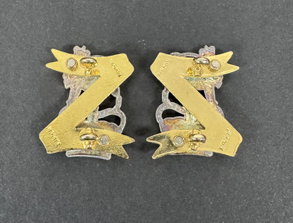British Army Light Dragoons Cavalry Officer's Collar Badges (Pair)
