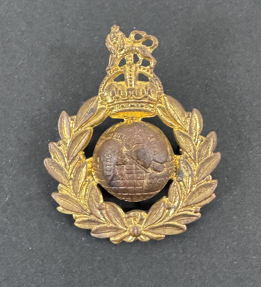 WW2 British Army Royal Marines SNCO Gilded Cap Badge