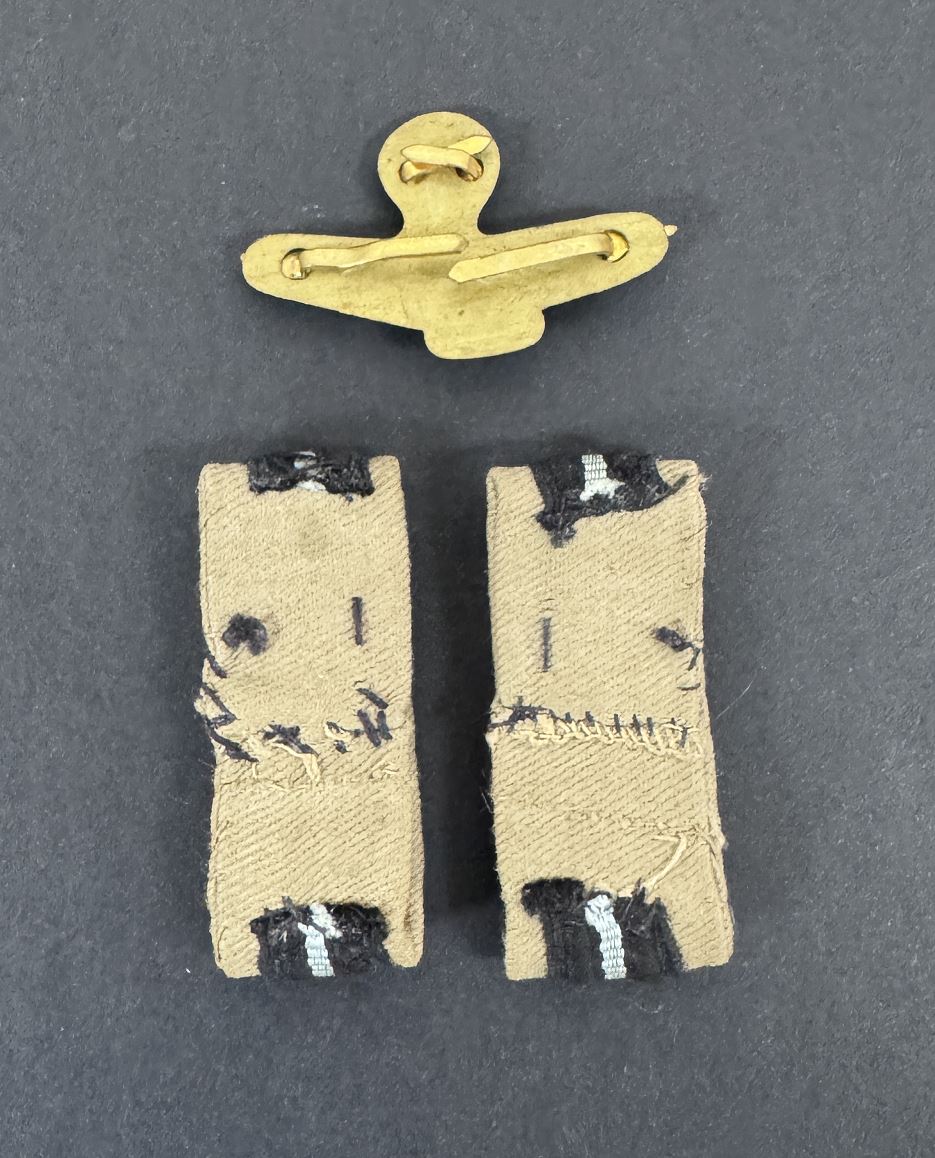 WW2 British Royal Air Force (RAF) Officer's Side Cap Badge & Rank Slides