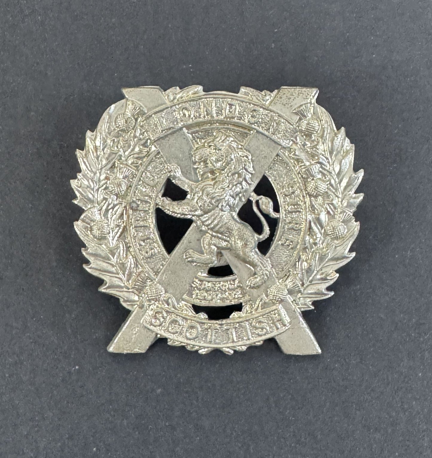 WW2 British Army London Scottish (14th London Regiment) Glengarry Cap Badge
