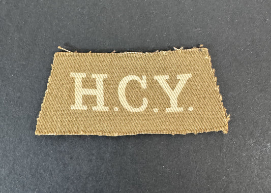 British Army H.C.Y. (Hampshire Carabiniers Yeomanry) Printed Shoulder Title