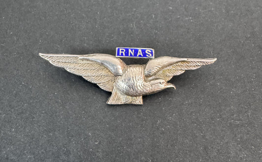 WW1 British Royal Navy Air Service (RNAS) Silver Sweetheart Brooch Badge