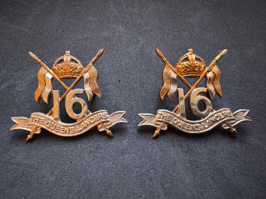 Photo 1 of WW1 British Army 16th Lancers Collar Badges - collectible militaria item