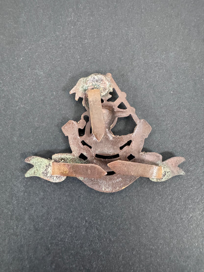 west riding regiment officer's cap badge. bronze, reverse with strap mounts