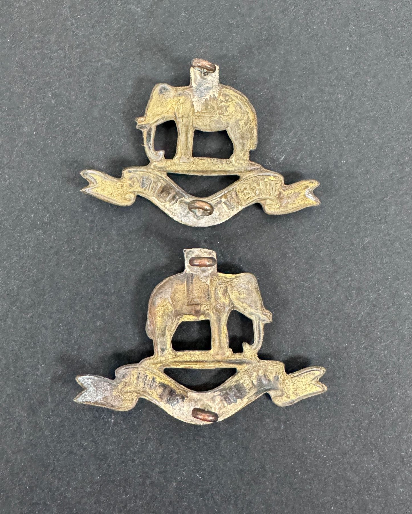 west riding regiment officer's dress uniform collar badges, lug mounts, reverse