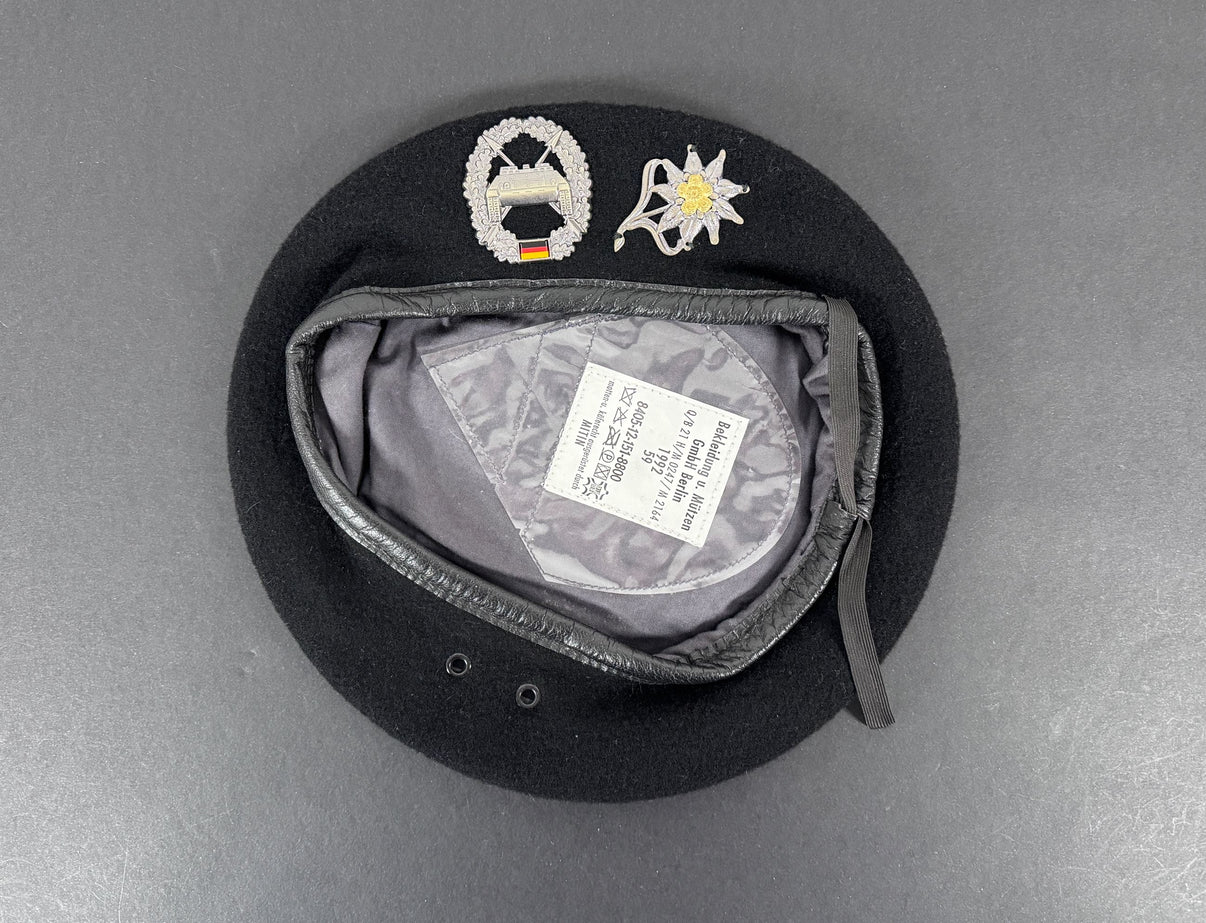 German Army Alpine Panzer Regiment Beret Mutzen Edelweiss Badge ...