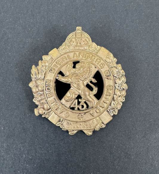 WW1 Canadian CEF 43rd Winnipeg Battalion Cameron Highlanders Cap Badge – An original other ranks Glengarry cap badge of th...