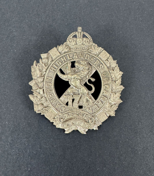 WW1 Canadian CEF 174th Overseas Battalion Cameron Highlanders Cap Badge – An original and scarce Glengarry cap badge of th...