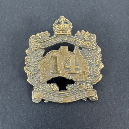 WW2 Australian Army 14th Battalion The Prahran Regiment Cap Badge – An original and scarce cap badge of the 14th Battalion...