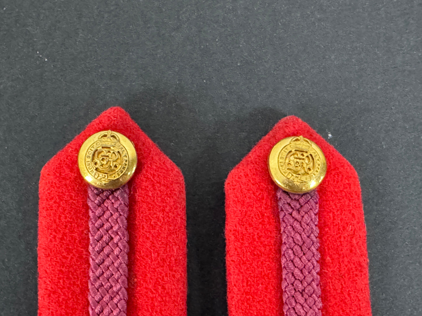 GR V British Army Brigadier / Colonel Collar Badge Gorget Patches – A matching pair of original tunic collar gorget patche...