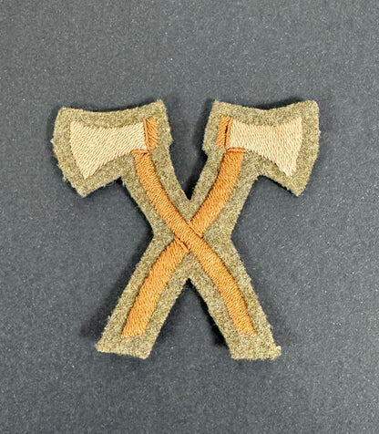 WW1 British Army Axes Crossed Pioneer Cloth Proficiency Arm Badge – An original and scarce trade proficiency cloth arm bad...