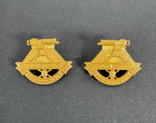 WW2 South African Army Louw Wepener Machine Gun Regiment Uniform Collar Badges – An matching pair original collar badges o...