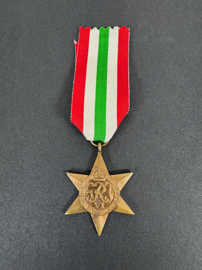 WW2 British Campaign Medal Italy Star – An original British issue Italy Star. A campaign medal awarded for combat action d...