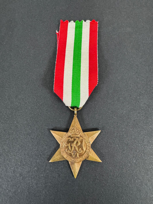 WW2 British Campaign Medal Italy Star – An original British issue Italy Star. A campaign medal awarded for combat action d...