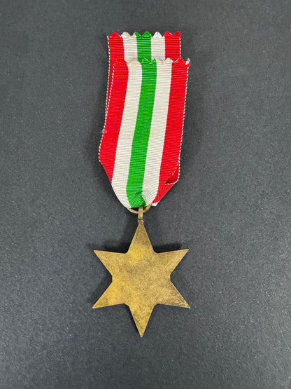 WW2 British Campaign Medal Italy Star – An original British issue Italy Star. A campaign medal awarded for combat action d...
