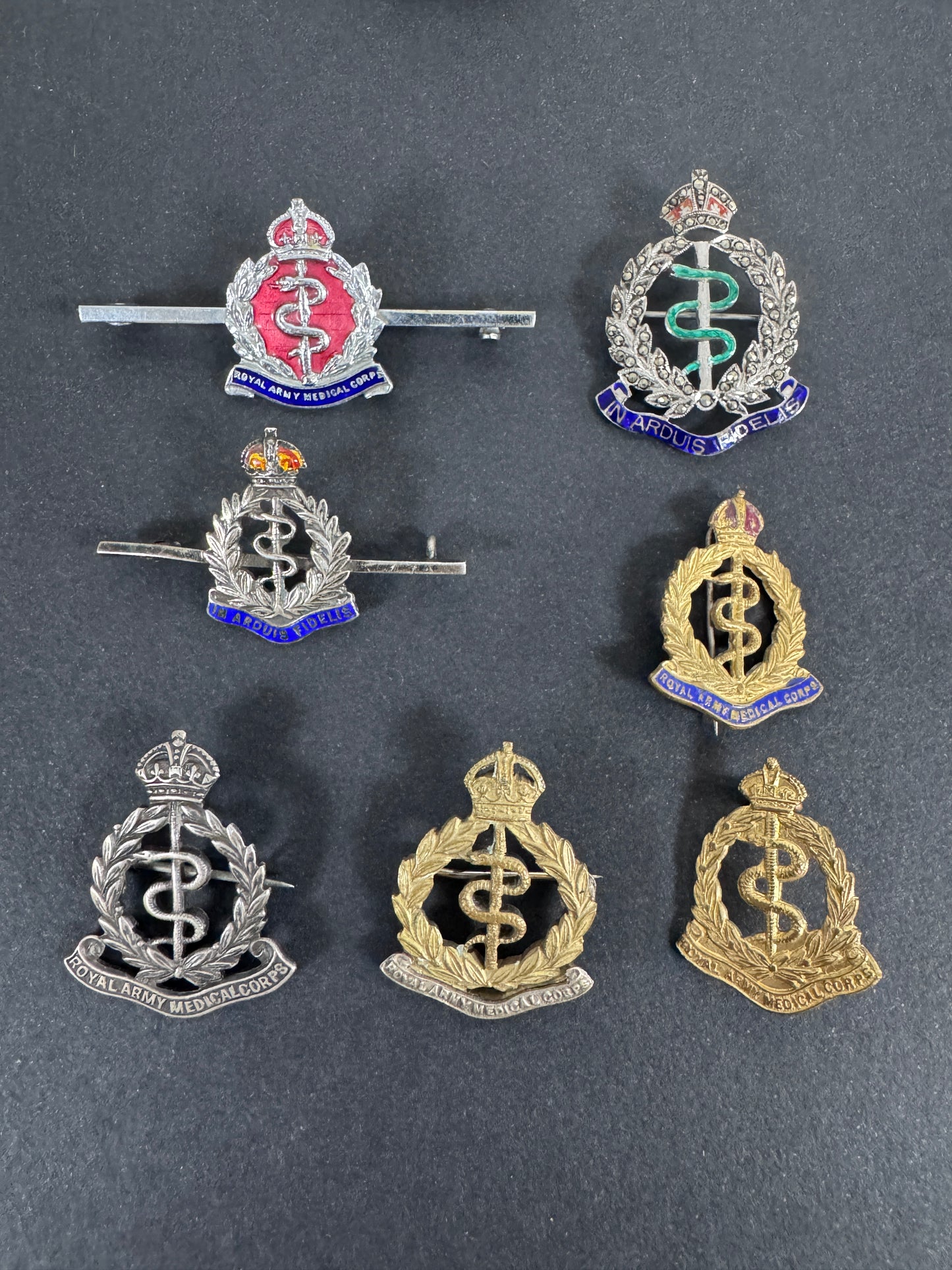 British Royal Army Medical Corps Sweetheart Lapel Badges WW1 WW2 era