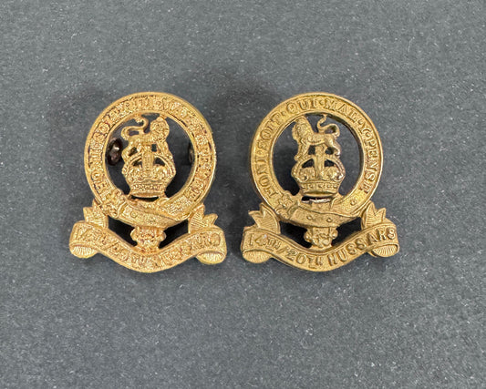 WW2 British Army 14th / 20th Hussars Regiment Uniform Collar Badges – An original pair of Second World War era uniform col...