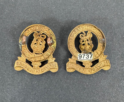 WW2 British Army 14th / 20th Hussars Regiment Uniform Collar Badges – An original pair of Second World War era uniform col...