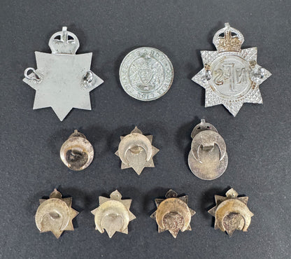 WW2 British Civil Defence AFS NFS Fire Service Cap Badges & Lapel Badges – A collection of cap badges and lapel membership...