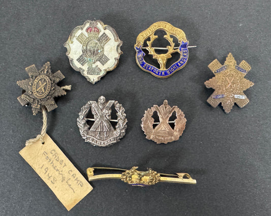WW1 WW2 British Army Scottish Highland Regiments Sweetheart Brooch Pin Badges – A collection of lapel badges of various Sc...