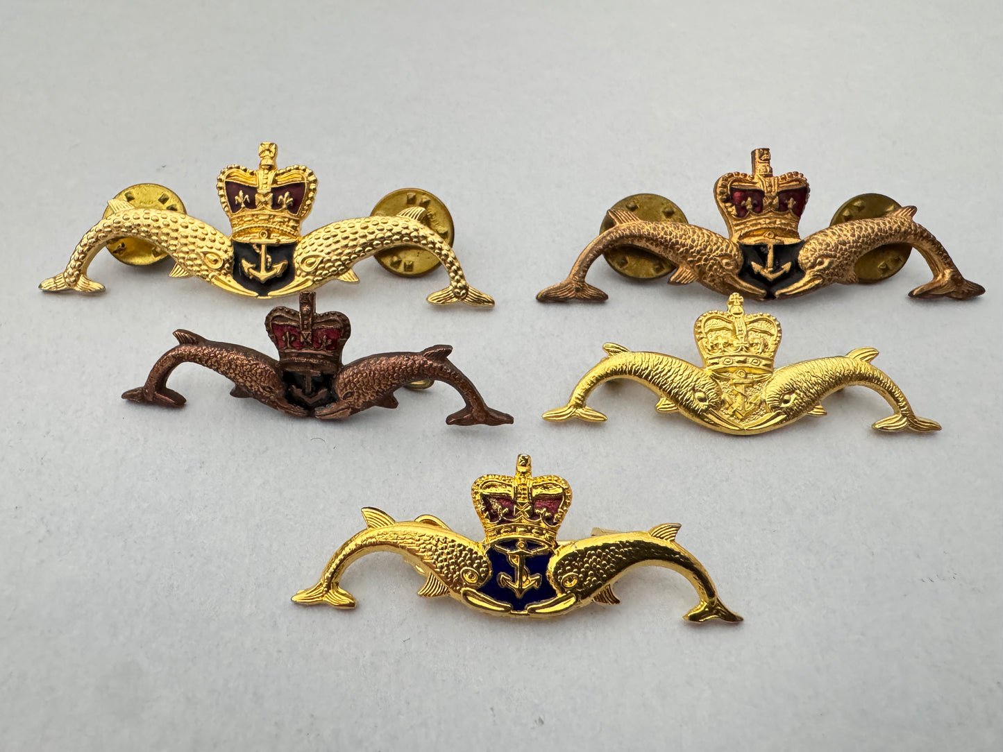 Australian / British Royal Navy Submariner Qualification Dolphin Lapel Badges