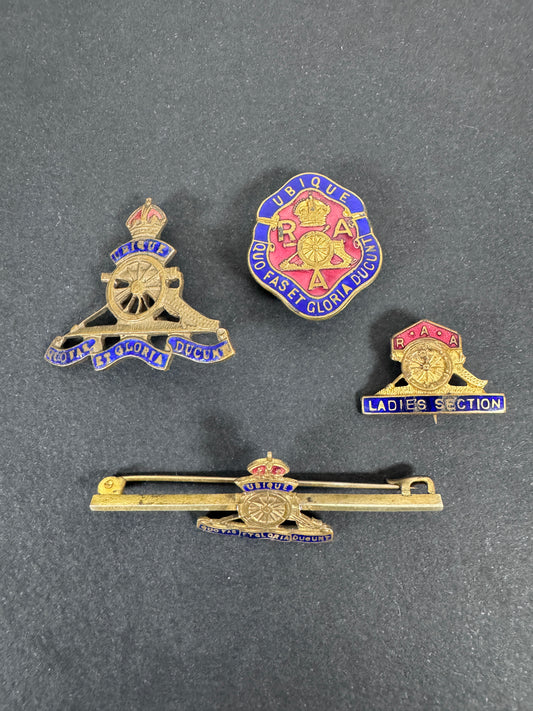 WW2 British Army Royal Artillery Lapel Pin Badges RA RAA – A collection of lapel badges of The Royal Navy. Second World Wa...
